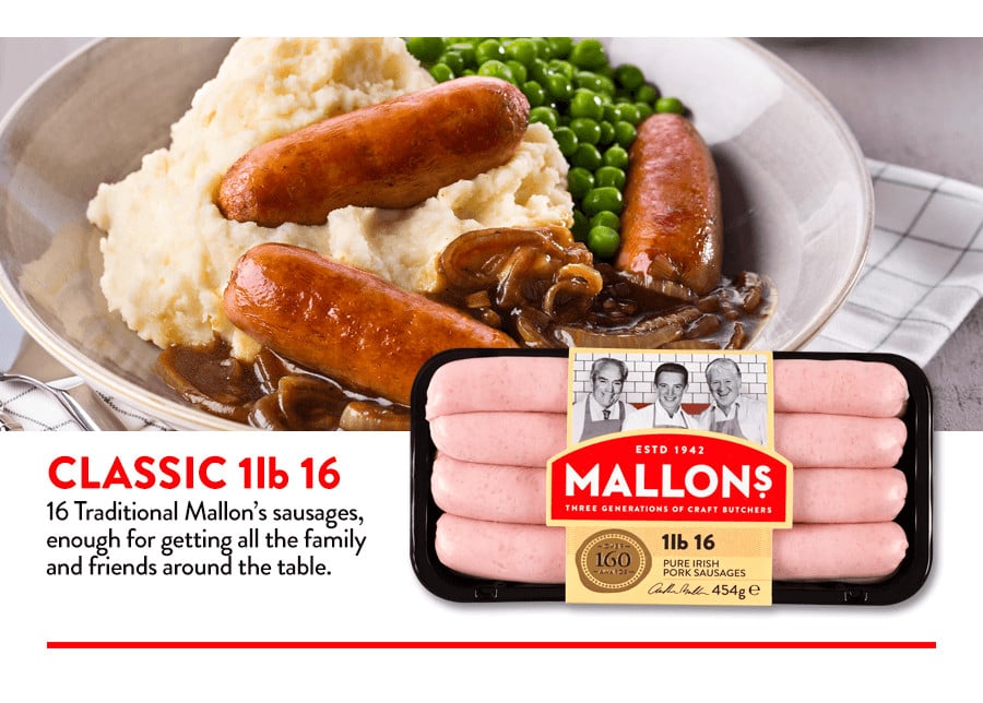 Mallons Retail 16s Breakfast Sausages | 10 × 454 g frozen