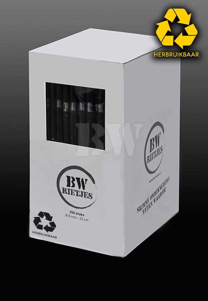 Bierwinst Black Reusable Bendable Straws 8 mm | 40 × 250 pieces