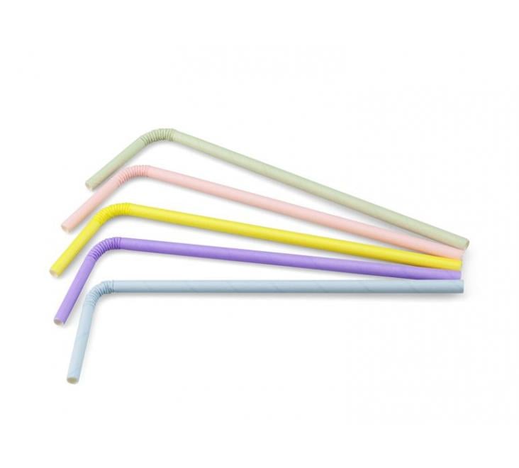 Sier Pastel Bendable Straws | 24 cm long, 6 mm thick, 200 pieces