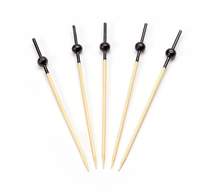 Sier Bamboo Picks with Small Black Ball Tops | 200 pieces