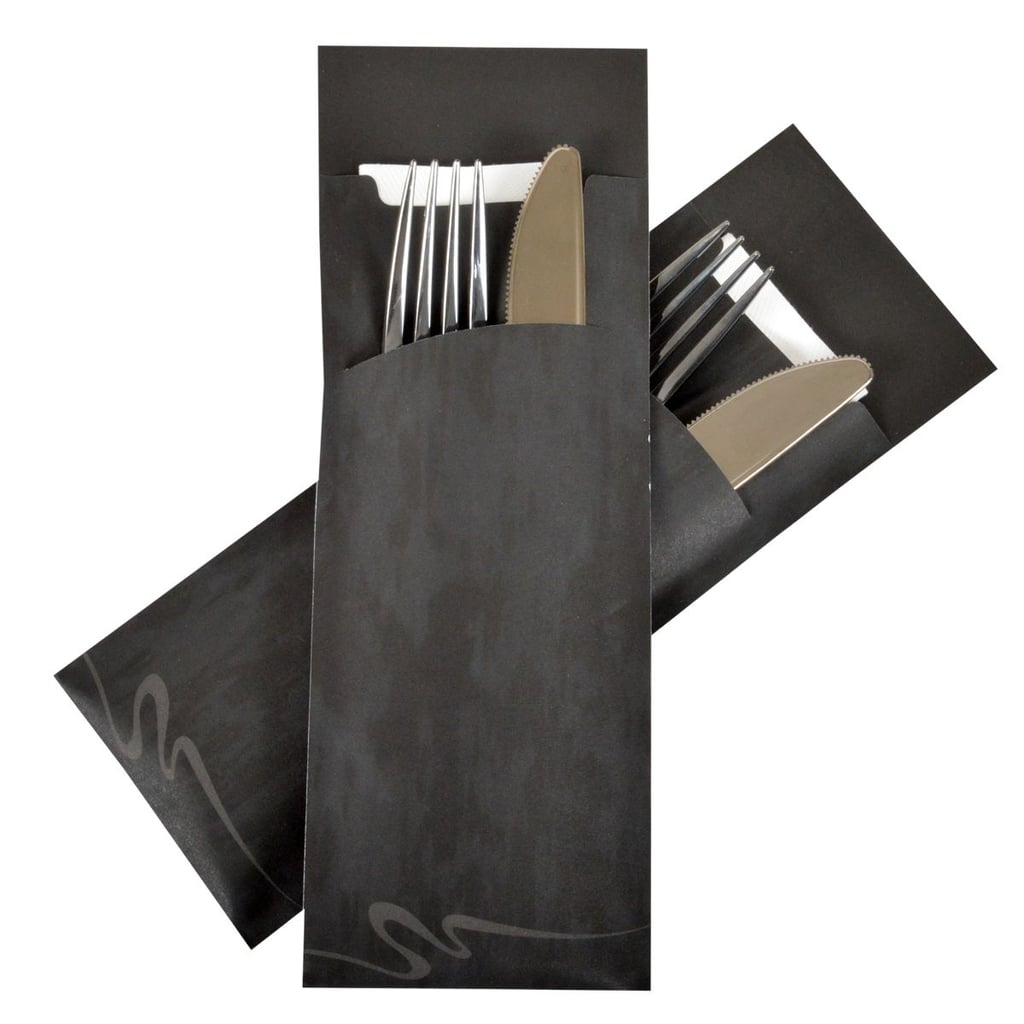 Pochetto Black Pouches with Lime Napkins | 100 pieces